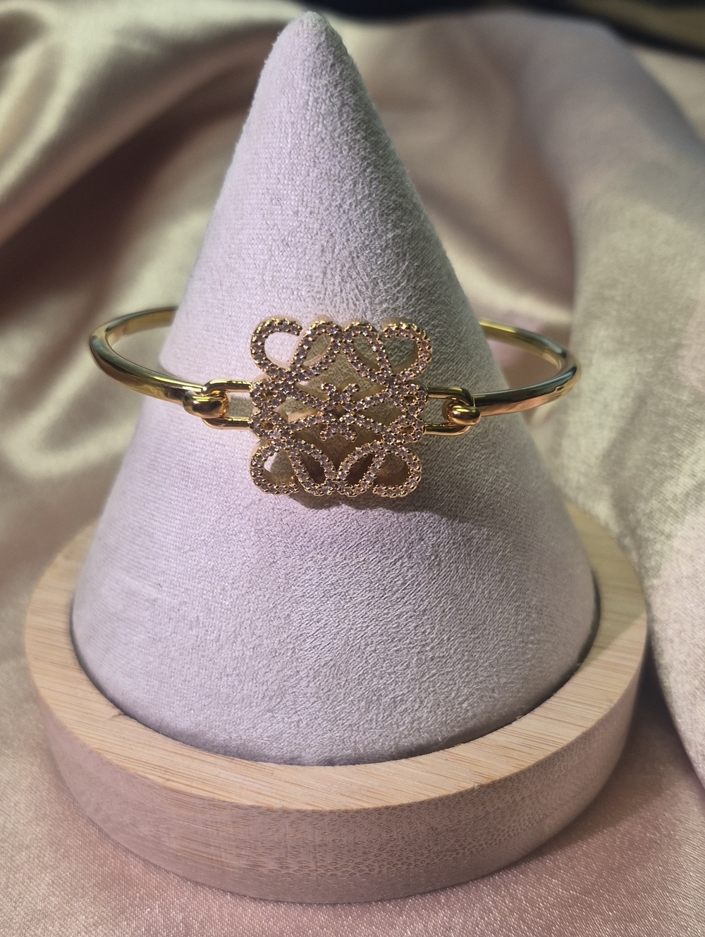 Gold Filigree Square Motif Bangle Bracelet - Women Jewelry